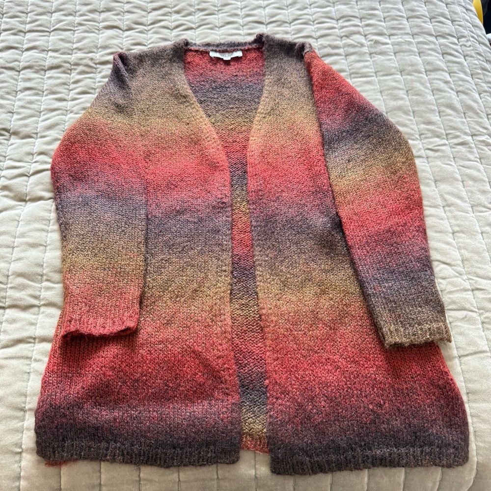 Cleo Red and Brown Cozy Knit Cardigan